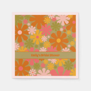 Retro 60s 70s Aesthetic Floral Personalized Napkins