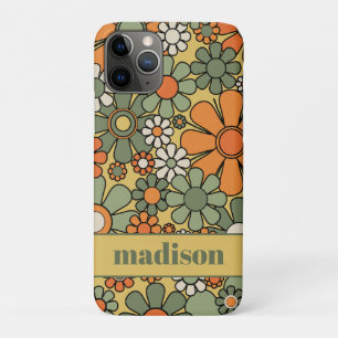 Retro 60s 70s Floral Pattern Personalized iPhone 11 Pro Case