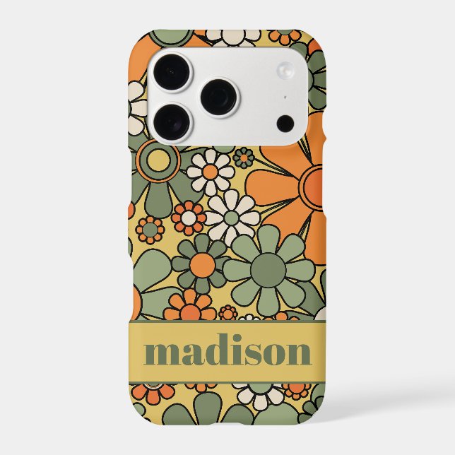 Retro 60s 70s Floral Pattern Personalized Iphone Case (Back)