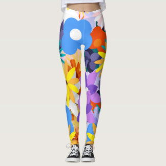 Retro 60s 70s Flower Pattern Leggings