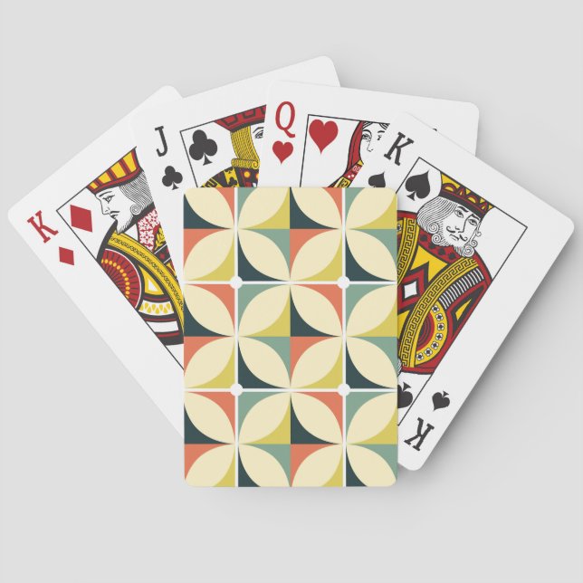 Retro 60's 70's geometric pattern. poker cards (Back)