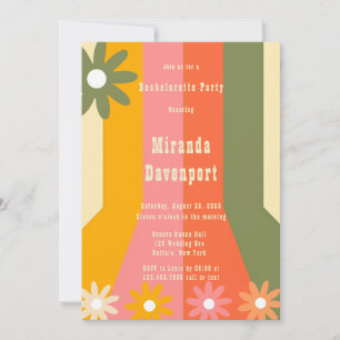 Retro 60s 70s Groovy Stripes Bachelorette Party Invitation