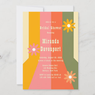 Retro 60s 70s Groovy Stripes Bridal Shower Invitation