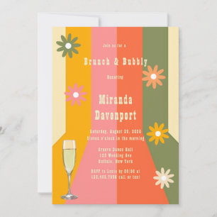 Retro 60s 70s Groovy Stripes Bridesmaids Luncheon Invitation
