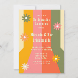Retro 60s 70s Groovy Stripes Bridesmaids Luncheon Invitation