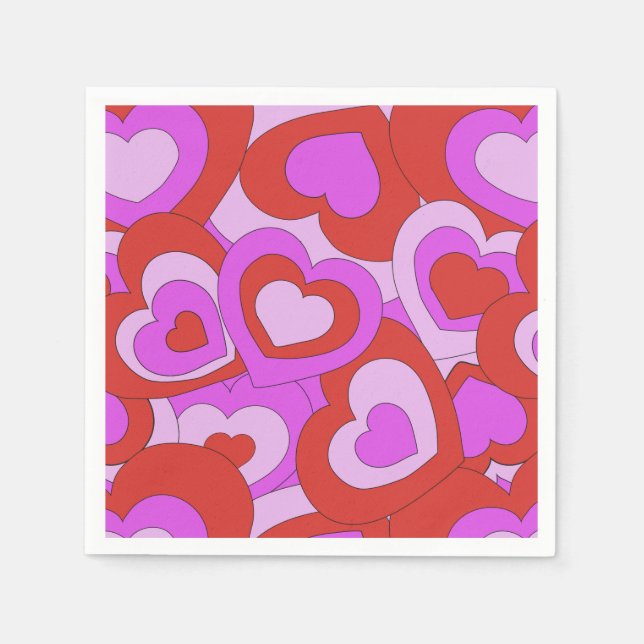 Retro 60s-70s Hearts Napkins (Front)