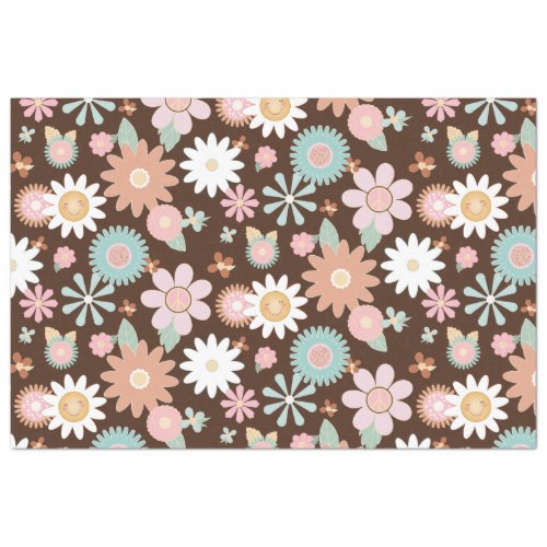 Retro 60s 70s Hippie Floral Daisy Decoupage Tissue Tissue Paper