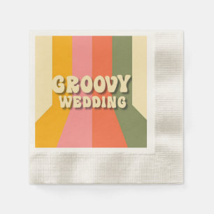 Retro 60s 70s Hippie Groovy Stripes Wedding Napkins
