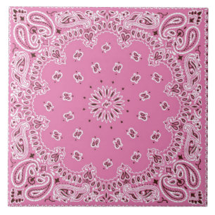 Retro 60s 70s Hippy Pink Bandanna Ceramic Tile