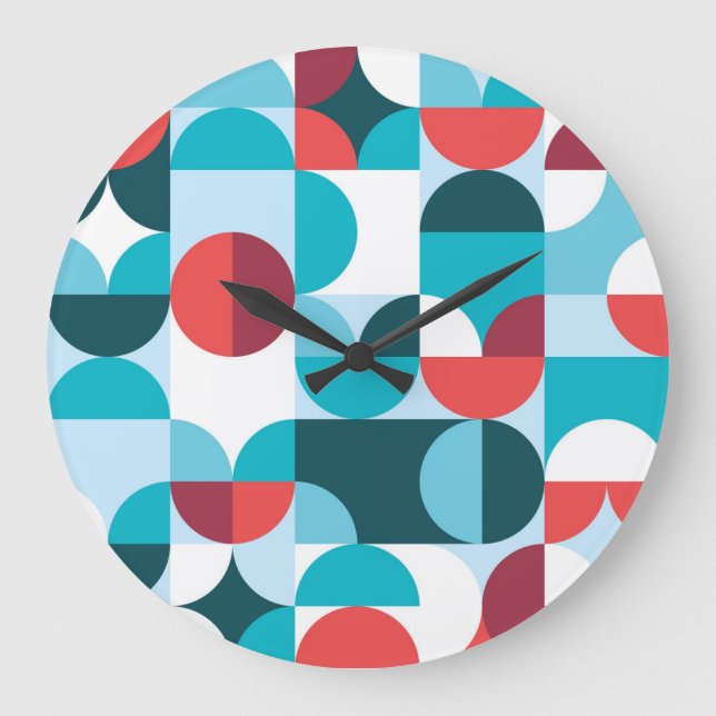 Retro 60's 70's minimalist pattern large clock (Front)