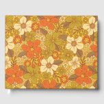 Retro 60s/70s Orange &amp; Olive Green Floral Guest Book