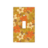 Retro 60s/70s Orange & Olive Green Floral