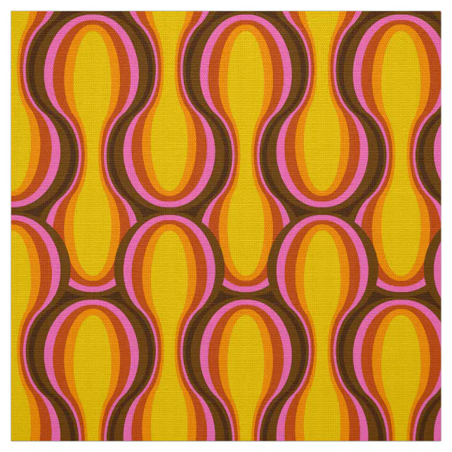 Retro 60s 70s pattern styled fabric | Zazzle