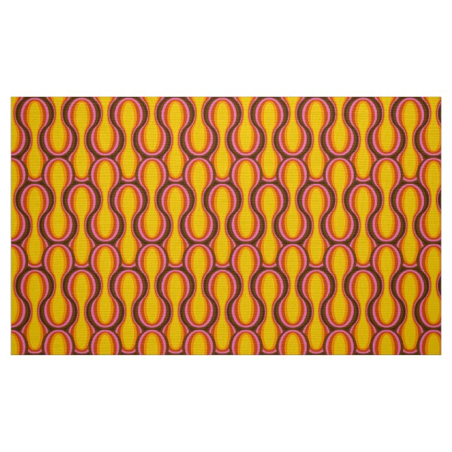 Retro 60s 70s pattern styled fabric | Zazzle