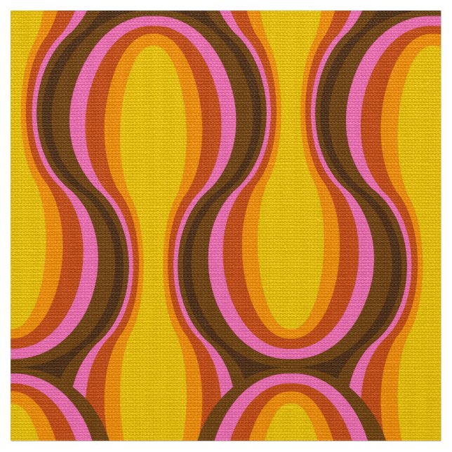 Retro 60s 70s pattern styled fabric | Zazzle