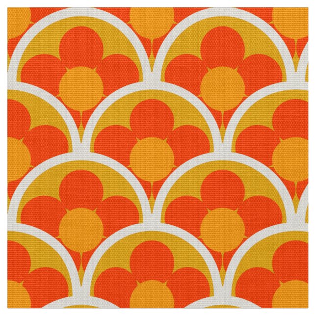 Retro 60s 70s pattern styled fabric | Zazzle