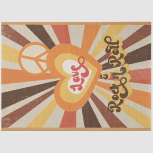 Retro 60s 70s Peace Love Rock n Roll Decoupage Tis Tissue Paper