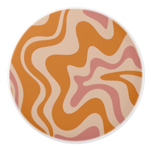 Retro 60s 70s Psychedelic Swirls Orange Pink Ceramic Knob