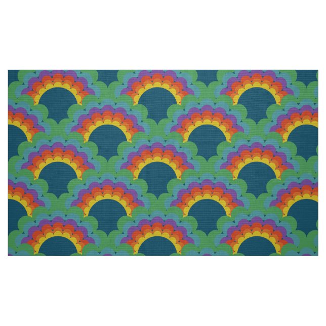 retro 60s 70s scallop pattern fabric (Fat Quarter)