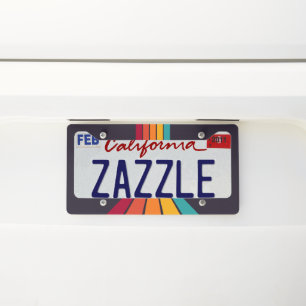 retro 60s 70s stripes modern clean stripes license plate frame