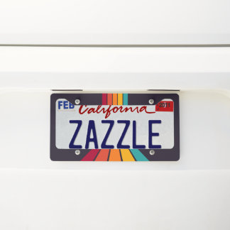 retro 60s 70s stripes modern clean stripes license plate frame