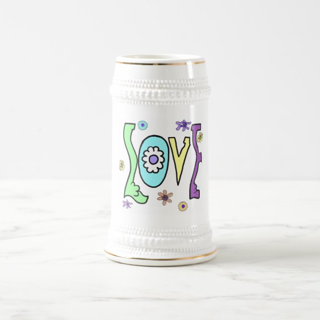 Retro 60s/70s Style: Flower Power "Love" Stein (Center)