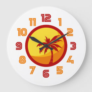 Retro 60s 70s Summer Heatwave Palm Tree Clock