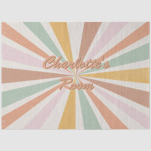 Retro 60s 70s Sunburst Pink Name Room Decoupage Tissue Paper