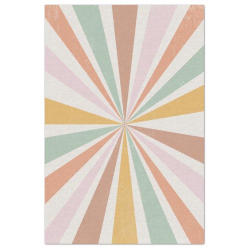 Retro 60s 70s Sunburst Striped Pink Mint Gold Tissue Paper