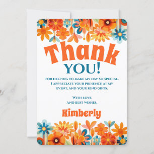 Retro 60s 70's Vibe Flower Power Thank You Card