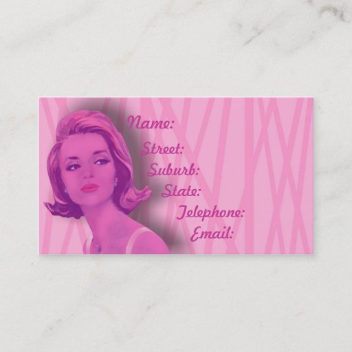 Customizable Retro 60s Baby Pink Hairdressers Business Card