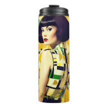 Retro 60's beauty geometric yellow green 