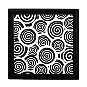 Retro 60's Black and White Spirals Hypnotic Swirls Gift Box