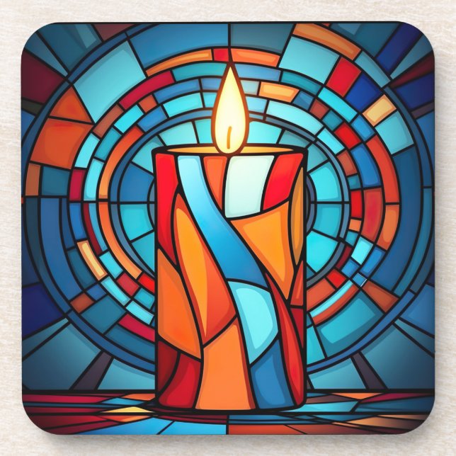 Retro 60s Christmas Candle  Beverage Coaster (Front)