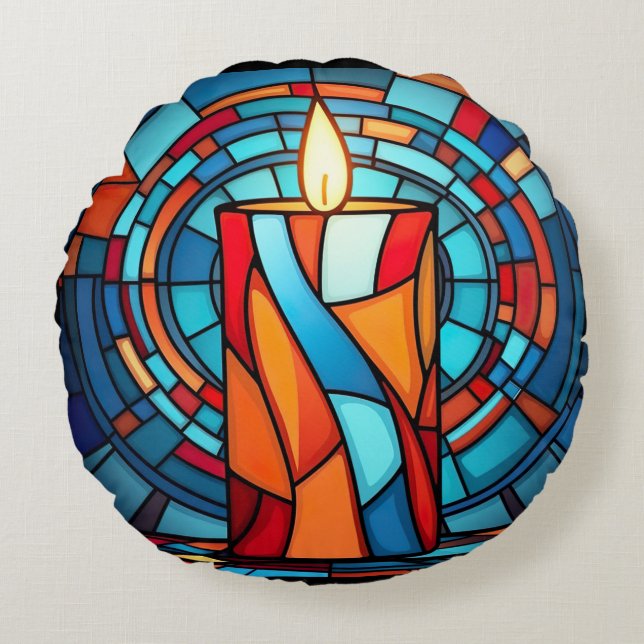 Retro 60s Christmas Candle  Round Pillow (Front)