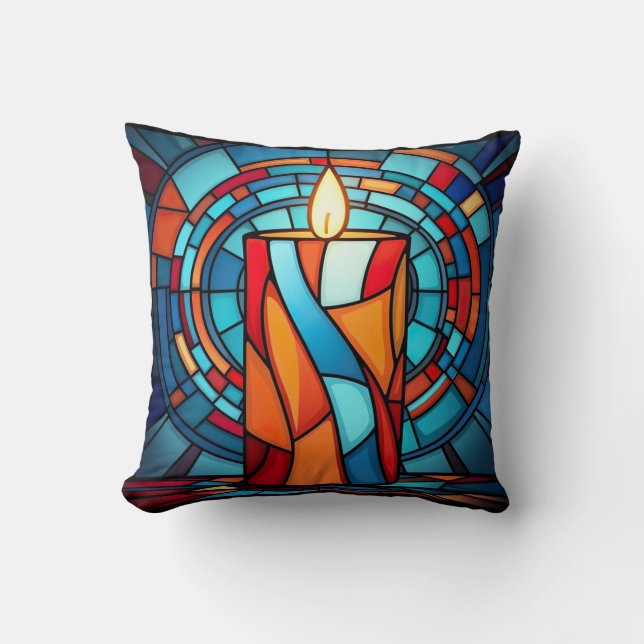 Retro 60s Christmas Candle  Throw Pillow (Front)