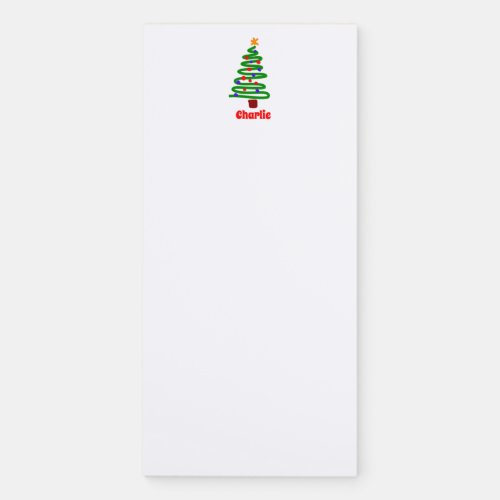 Retro 60s Christmas Tree Art Personalized Fridge Magnetic Notepad