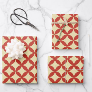 Retro 60s design red wrapping paper sheets