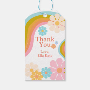 Retro 60s Flower Power Hippie Groovy Thank You Gift Tags