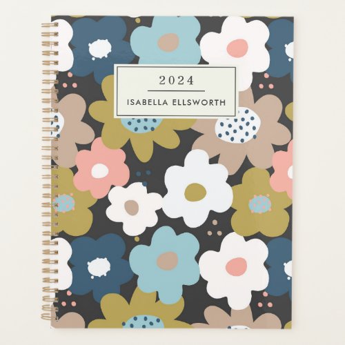 Retro 60s Groovy Floral Flower Personalized 2024 Planner