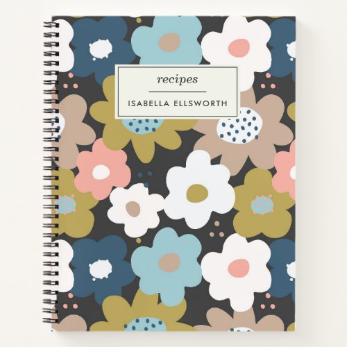 Retro 60s Groovy Floral Flower Personalized Recipe Notebook
