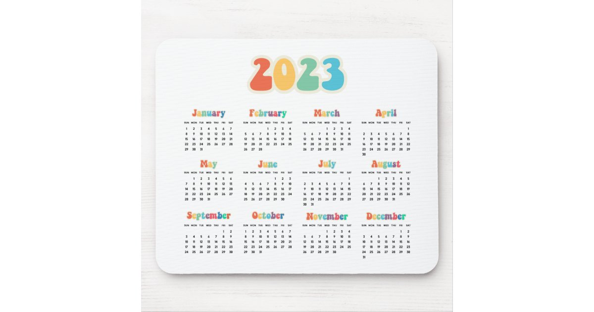 Retro 60s Hippie 2023 calendar Mouse Pad Zazzle