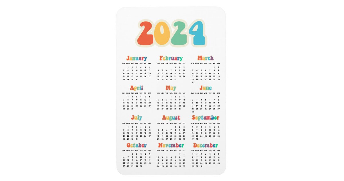 Retro 60s Hippie 2024 calendar Magnet | Zazzle