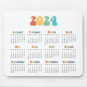 Retro 60s Hippie 2024 calendar Mouse Pad