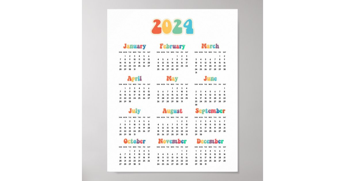 Retro 60s Hippie 2024 calendar Poster | Zazzle