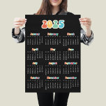 Retro 60s Hippie 2025 Black calendar Poster<br><div class="desc">An original and retro poster calendar for the year 2025 with a vintage 60's font.</div>