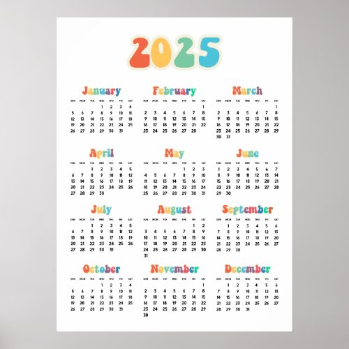 Retro 60s Hippie 2025 calendar Poster