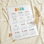 Retro 60s Hippie 2026 calendar Poster<br><div class="desc">An original and retro poster calendar for the year 2026 with a vintage 60's font.</div>