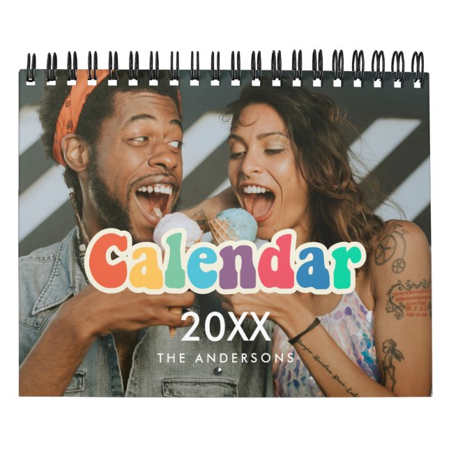 Retro 60s Hippie Fun family photo 2026 Calendar (Cover)