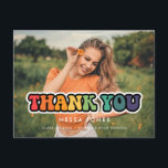 Retro 60s hippie fun graduation Thank you photo Postcard<br><div class="desc">Celebrate the joy and pride of your high school or college graduation with this modern photo cards.</div>